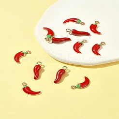 12個2スタイルアロイエナメルペンダント  ペッパーチャーム:  レッド  17.5~21x6~11x3~6mm  穴：1.6~2mm&nbsp;FIND-FS0002-62