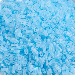 MIYUKIクォーターティラビーズ  日本製シードビーズ  2穴  （qtl148fr）マット透明なアクアab  5x1.2x1.9mm  穴：0.8mm  約2400個/50g&nbsp;SEED-X0054-QTL148FR