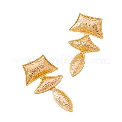 女性用合金スタッドダングルイヤリング  台形の馬の目  ゴールドカラー  65x34mm&nbsp;WG1603D-01