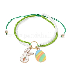 Easter Glass Seed Beads Braided Bead Bracelets&nbsp;BJEW-MZ00150-05