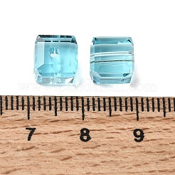 K9ガラス  模造オーストリアクリスタルビーズ  グレードAAA  多面カット  キューブ  ディープスカイブルー  8x8x8mm（誤差範囲0.5~1mm以内のサイズ）  穴：0.9~1.6mm&nbsp;SWAR-F074-8x8mm-10