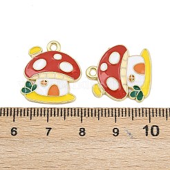 感謝祭のテーマの合金エナメルペンダント  カドミウムフリー＆鉛フリー  ライトゴールド  キノコ  19.5x17.5x2mm  穴：1.6mm&nbsp;FIND-I065-04C-G