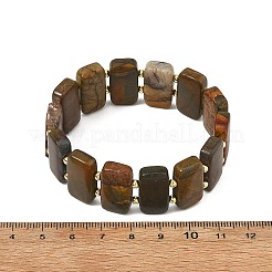 Natural Polychrome Jasper Picasso Stone Picasso Jasper Rectangle Tile Beaded Stretch Bracelets&nbsp;BJEW-JB14479