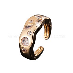 Brass Pave Clear Cubic Zirconia Cuff Open Rings&nbsp;WGCA67C-01