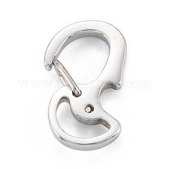 変色しない304ステンレススチール製プッシュゲートスナップキーチェーン留め具  ステンレス鋼色  16.5x10x4mm  穴：6.5x2mm&nbsp;STAS-C024-18P