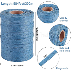 DIYジュエリー作り用のラフィアペーパーコード1ロール  紙ひも  コーンフラワーブルー  1/4インチ（8mm）  300 m /ロール  1roll /セット&nbsp;OCOR-BC0001-54A