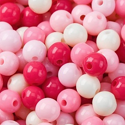 不透明なアクリルビーズ  ラウンド  ピンク  5~5.5x5.5~5.8x5.5~5.8mm  穴：1.5mm&nbsp;SACR-Q004-01A