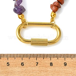 7チャクラ対応の天然石と合成宝石のネックレス  304ステンレススチール製ロック式カラビナ付き  ナゲット  ゴールドカラー  15.67インチ（39.8cm）&nbsp;NJEW-JN06640