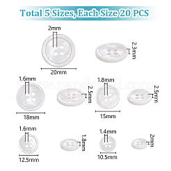 100Pcs 5 Styles 4-Hole Shell Buttons&nbsp;BUTT-PH0001-43