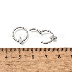 304ステンレススチールクリアキュービックジルコニアホースアイフープノーズリング  プラチナ  14.5x12.5x3.5mm  内径：9.7mm&nbsp;AJEW-D306-13P