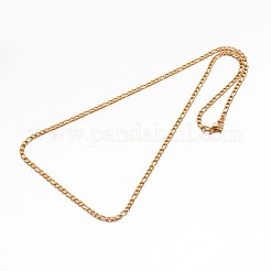304ステンレススチール製母子フィガロチェーンネックレス  カニカン付き  多面カット  ゴールドカラー  19.7インチ（50cm）&nbsp;NJEW-E026-10G