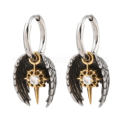 316 Surgical Stainless Wing Hoop Earrings&nbsp;EJEW-C160-12AS-01