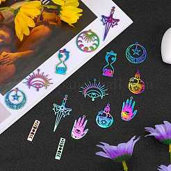 18Pcs 9 Style Ion Plating(IP) 201 Stainless Steel Filigree Pendants&nbsp;STAS-SZ0003-18