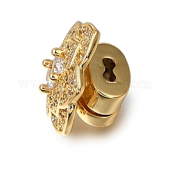 真鍮マイクロペーブクリアキュービックジルコニアスライドチャーム  花  ニッケルフリー  18KGP本金メッキ  14x13.5x10mm  穴：1mm&nbsp;CU-CBA4292-01G