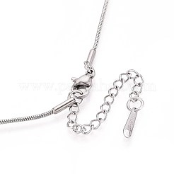 1.2mm 304ステンレススチール製オーバルビーズスネークチェーンネックレス  変色しない  ステンレス鋼色  15.35~15.55インチ（39~39.5cm）&nbsp;NJEW-N058-14P