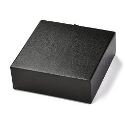 四角い紙の引き出しボックス  黒のスポンジとポリエステルロープ付き  ブレスレットとリング用  ブラック  9.3x9.4x3.4cm&nbsp;CON-J004-01C-05