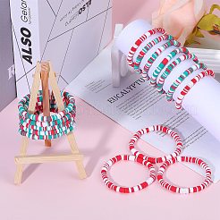Handmade Polymer Clay Heishi Surfer Stretch Bracelets Set&nbsp;BJEW-SW00099-01