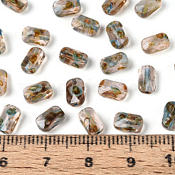 焼付塗装ガラスシードビーズ  長方形  多面カット  バリーウッド  6.5~7x4~4.5x3.5~4mm  穴：0.9~1mm&nbsp;SEED-N011-04F