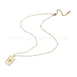 真鍮製キュービックジルコニアチャームネックレス  アクリルタロットネックレス  スター  18.27インチ（46.4cm）&nbsp;NJEW-H051-01G-02