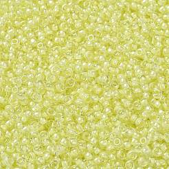MIYUKIラウンドロカイユビーズ  日本製シードビーズ  （rrhb267)淡黄色の裏地付きクリスタルab  8/0  3mm  穴：1mm  約2111~2277個/50g&nbsp;SEED-X0055-RRHB267