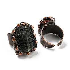 Irregular Rectangle Natural Tourmaline Open Cuff Rings&nbsp;RJEW-M157-11R