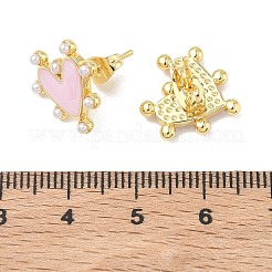 Valentine's Day Brass Enamel Stud Earrings&nbsp;EJEW-G464-02G