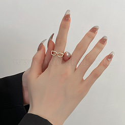 Brass Glasses Frame Open Cuff Ring for Women&nbsp;X-RJEW-F140-140P