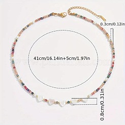 Heart Natural White Shell & Colorful Faceted Rondelle Glass Beaded Necklaces for Women&nbsp;BI2197