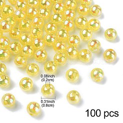 透明なアクリルビーズ  ab色メッキ  ラウンド  シャンパンイエロー  8mm  穴：2mm&nbsp;MACR-YW0002-90A-05
