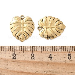 304ステンレスペンダント  トロピカルリーフチャーム  14KGP本金メッキ  16x14x1.5mm  穴：1.4mm&nbsp;STAS-L022-502G