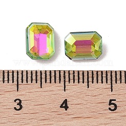 ガラスラインストーンカボション  フラットバック＆バックメッキ  多面カット  長方形  vitrail rose  8x6x3.5mm&nbsp;RGLA-L029-03B-VRLA