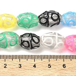 手作り銀箔ガラスベネチアンビーズ  エナメル  バレル  ミックスカラー  15.5~17.5x10.5~12.5mm  穴：1.2mm&nbsp;LAMP-K039-38