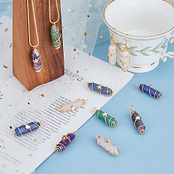 16Pcs 8 Styles Natural Mixed Gemstone Copper Wire Wrapped Pointed Pendants&nbsp;FIND-FH0009-12