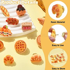 12個12スタイルのかわいい食べ物をテーマにした樹脂ピン  バックパック用合金ラペルピンバック  混合図形  ミックスカラー  15~34.5x10~35mm  1個/スタイル&nbsp;JEWB-CJ0003-12