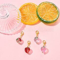 4Pcs 2 Styles Handmade Lampwork Strawberry Pendant Decorations&nbsp;HJEW-FS00041-01
