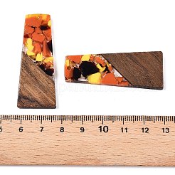 Opaque Resin & Walnut Wood Pendants&nbsp;RESI-T058-04J