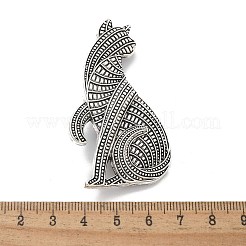 ペルシャ猫の合金ブローチ  アンティークシルバー  59.5x33mm&nbsp;LS-JEWB-Q004-03AS