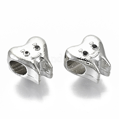 合金エナメルヨーロピアンビーズ  大穴ビーズ  歯状  プラチナ  ブラック  11.5x11x8mm  穴：4mm&nbsp;MPDL-N039-029