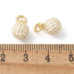 真鍮製エナメルペンダント  ボール  ラックめっき  カドミウムフリー＆鉛フリー  長持ちメッキ  18KGP本金メッキ  ラウンド  丸カン付き  バレーボール  10x6.5~7mm  穴：3.4mm&nbsp;KK-P294-38G-02