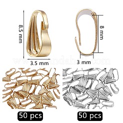 100個 2色 304ステンレススチール スナップオンベイル  ゴールデン·ステンレス鋼色  8.5x3.5x4mm  50個/色&nbsp;STAS-SZ0001-92