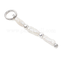 Natural Baroque Keshi Pearl & Electroplate Synthetic Non-magnetic Hematite Beaded Pendants&nbsp;PALLOY-JF05012-02