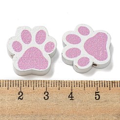 プリントウッドビーズ  足跡  フラミンゴ  19.5x19~20x5.5~6mm  穴：2.5mm&nbsp;WOOD-G022-25C