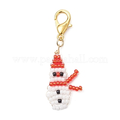 2Pcs Snowman Glass Seed Beaded Pendant Decorations&nbsp;HJEW-MZ00368