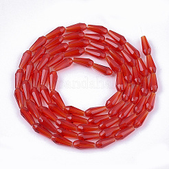 透明ガラスビーズ連売り  多面カット  ティアドロップ  レッド  9~10x4mm  穴：1mm  約70~72個/連  63~67cm&nbsp;LS-GLAA-T009-004E