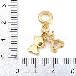 Brass Pave Clear Cubic Zirconia Animal European Dangle Charms&nbsp;KK-H273-53G-03