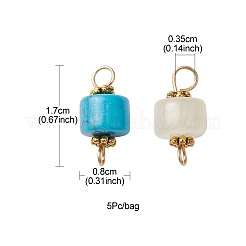 天然混合宝石コネクタ チャーム  金メッキ真鍮ダブルループ付きコラムリンク  17x8mm  穴：1.8mm＆3.5mm&nbsp;PALLOY-YW0001-47
