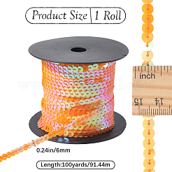 プラスチック製のスパンコール/スパンコールチェーンロール1ロール  ABカラー  オレンジ  6mm  1roll /セット&nbsp;FIND-CY0001-14A