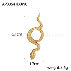 304ステンレスペンダント  ヘビ  イオンプレーティング（ip）  14KGP本金メッキ  51x17mm&nbsp;STAS-OY005-52G
