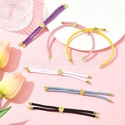 6個6色のナイロンコードブレスレット、コネクタチャームに最適  ゴールドブラスツリースライダービーズ付き  長持ちメッキ  ミックスカラー  8-5/8インチ（22cm）  穴：1.9mm  1pc /カラー&nbsp;AJEW-FS0001-39
