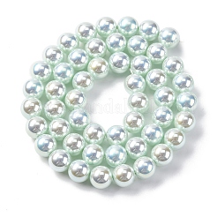 UV Plating Pearlized Glass Pearl Beads Strands&nbsp;GLAA-F128-01B-T13